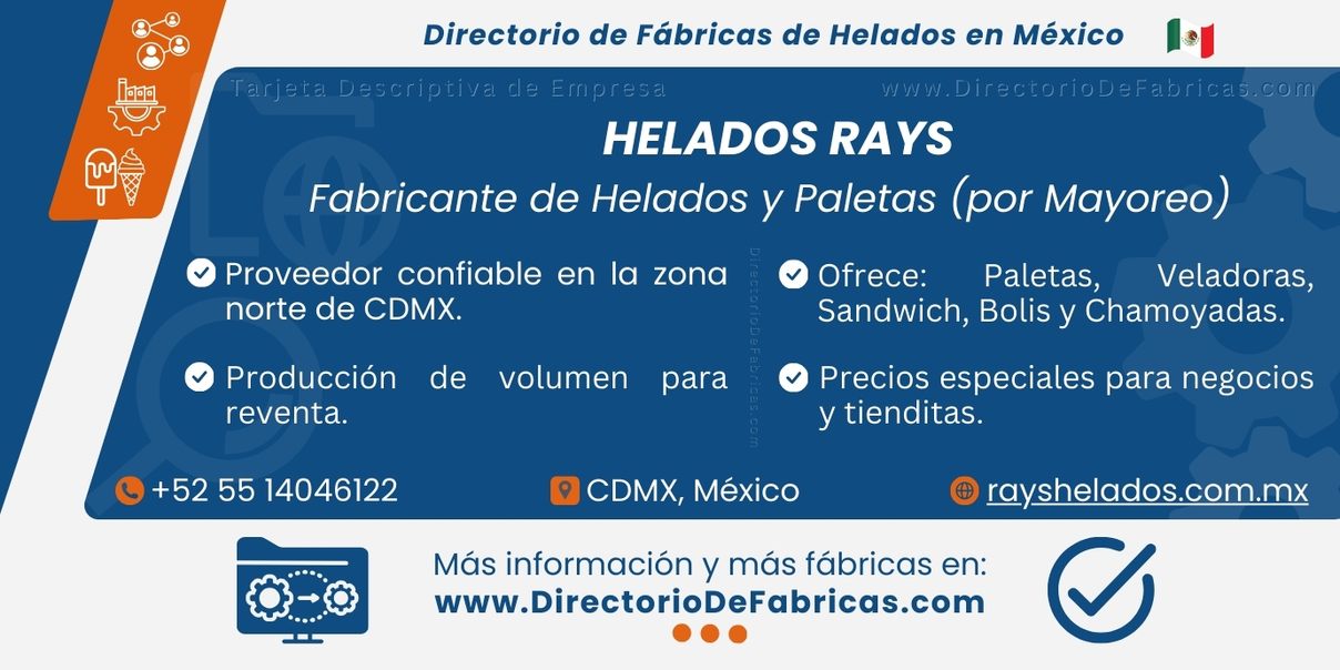 Business Card: Helados Rays │ Directorio De Fabricas