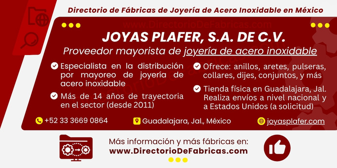 Business Card: JOYAS PLAFER, S.A. de C.V. │ Directorio De Fabricas