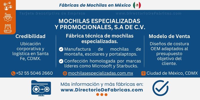Business Card: Mochilas Especializadas │ Directorio De Fabricas