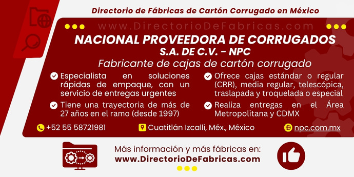 Business Card: NACIONAL PROVEEDORA DE CORRUGADOS, S.A. DE C.V. - NPC │ Directorio De Fabricas