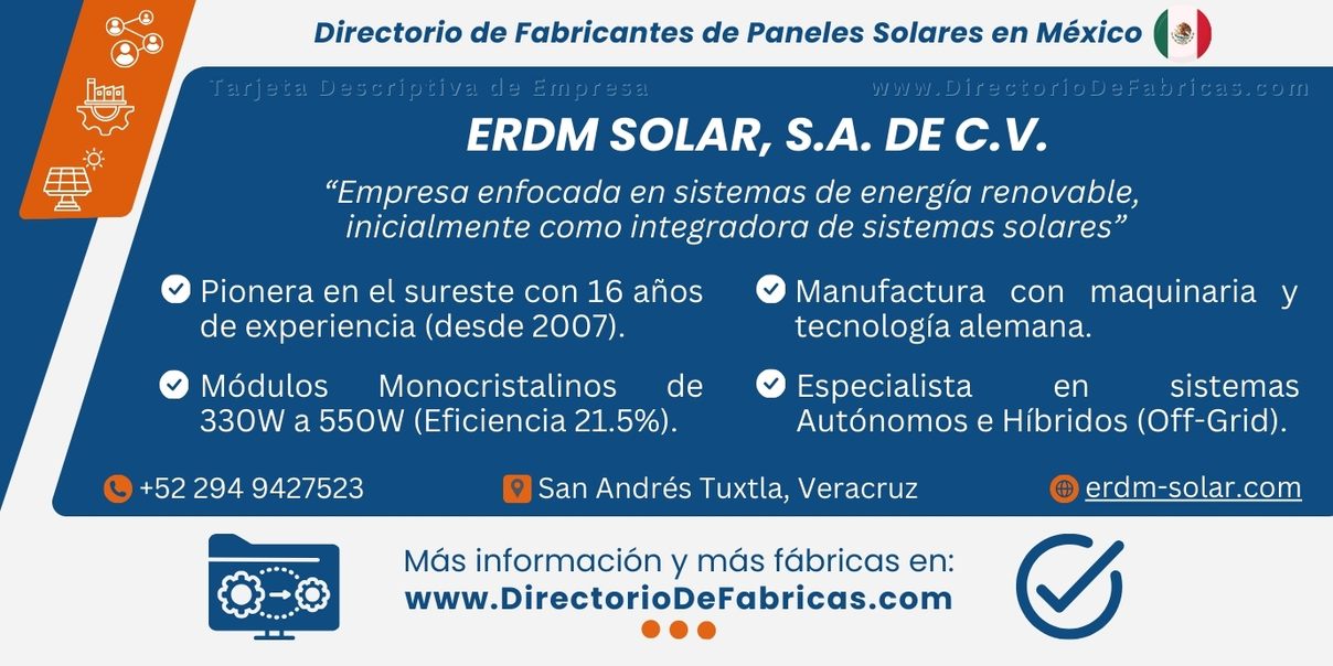 Business Card: ERDM SOLAR │ Directorio De Fabricas