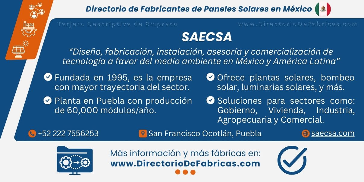 Business Card: SAECSA │ Directorio De Fabricas