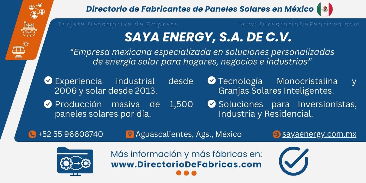 Business Card: SAYA ENERGY │ Directorio De Fabricas