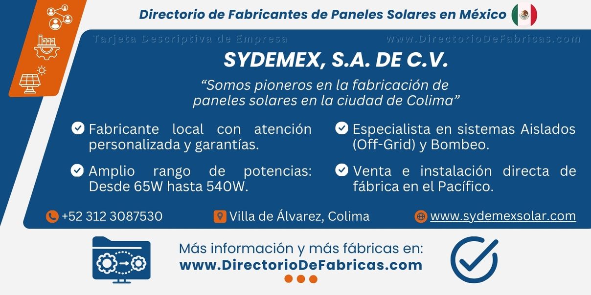 Business Card: SYDEMEX │ Directorio De Fabricas