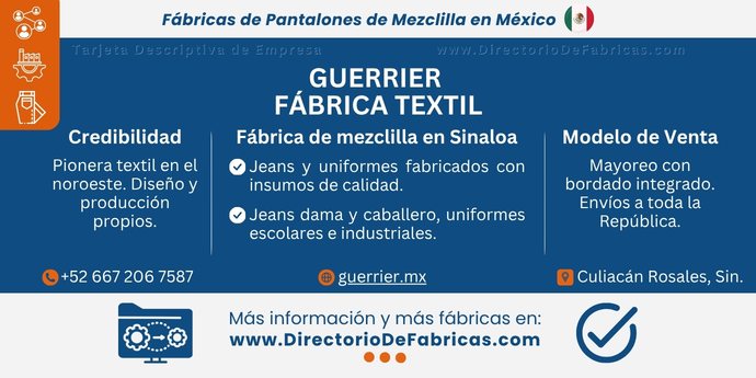 Business Card: Guerrier Fábrica Textil │ Directorio De Fabricas