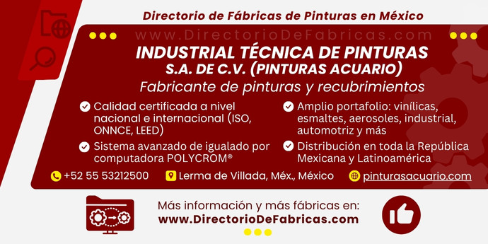 Business Card: Industrial Técnica de Pinturas, S.A. de C.V. │ Directorio De Fabricas