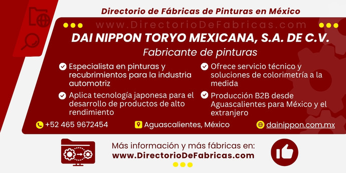 Business Card: Dai Nippon Toryo Mexicana, S.A. de C.V. │ Directorio De Fabricas