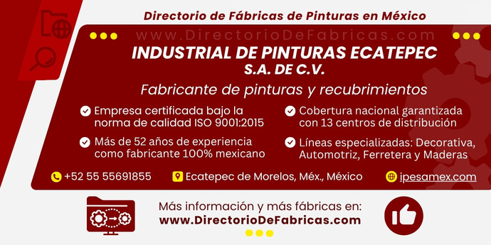 Business Card: Industrial de Pinturas Ecatepec, S.A. de C.V. │ Directorio De Fabricas