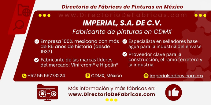 Business Card: Imperial, S.A. de C.V. │ Directorio De Fabricas