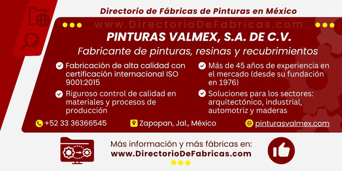 Business Card: Pinturas Valmex, S.A. de C.V. │ Directorio De Fabricas