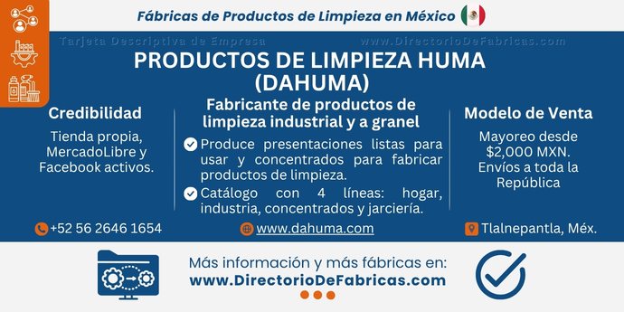 Business Card: Productos de Limpieza Huma (DAHUMA) │ Directorio De Fabricas