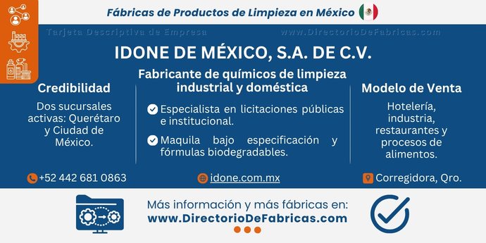 Business Card: IDONE de México, S.A. de C.V. │ Directorio De Fabricas
