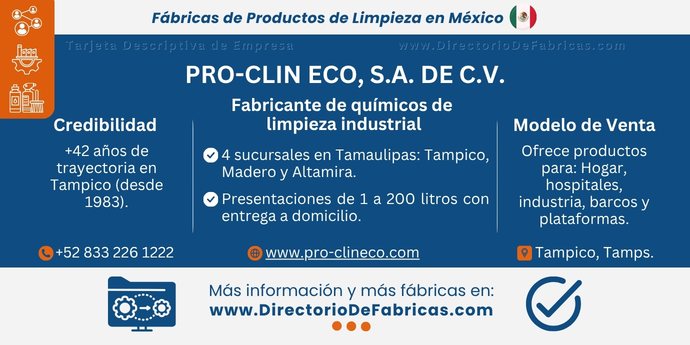 Business Card: Pro-Clin Eco, S.A. de C.V. │ Directorio De Fabricas
