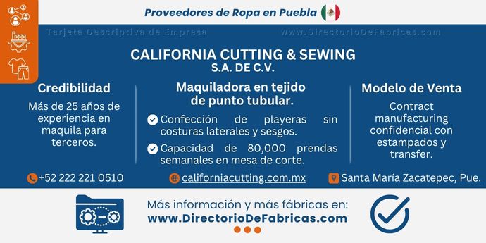 Business Card: California Cutting & Sewing, S.A. de C.V. │ Directorio De Fabricas