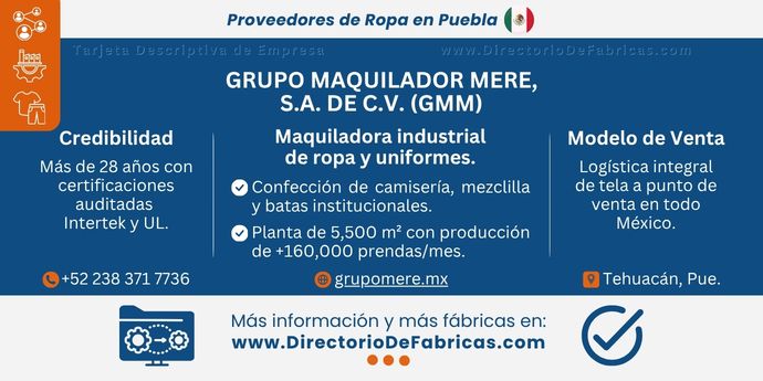 Business Card: Grupo Maquilador Mere, S.A. de C.V. │ Directorio De Fabricas