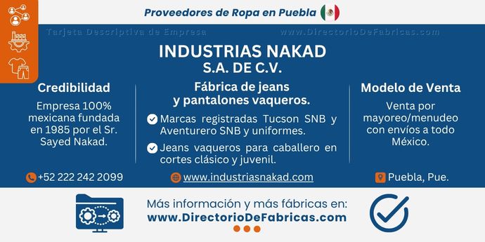 Business Card: Industrias Nakad, S.A. de C.V. │ Directorio De Fabricas