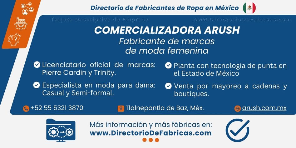 Business Card: Comercializadora Arush │ Directorio De Fabricas