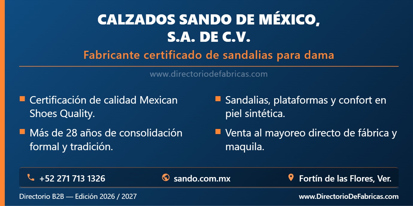 Business Card: Calzados Sando de México │ Directorio De Fabricas