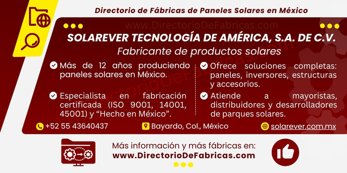 Business Card: SOLAREVER Tecnología de América │ Directorio De Fabricas