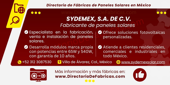 Business Card: SYDEMEX │ Directorio De Fabricas