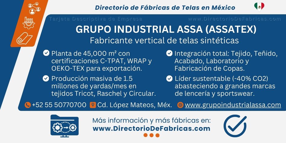 Business Card: Grupo Industrial Assa (Assatex) │ Directorio De Fabricas