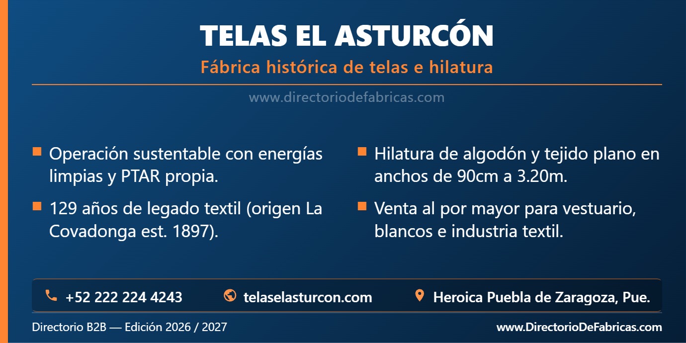 Business Card: Telas El Asturcón │ Directorio De Fabricas