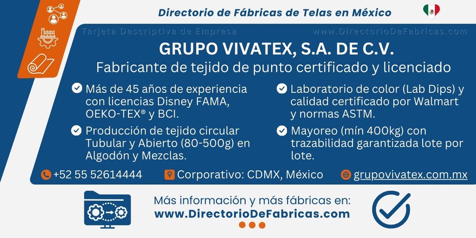 Business Card: Grupo Vivatex, S.A. de C.V. │ Directorio De Fabricas