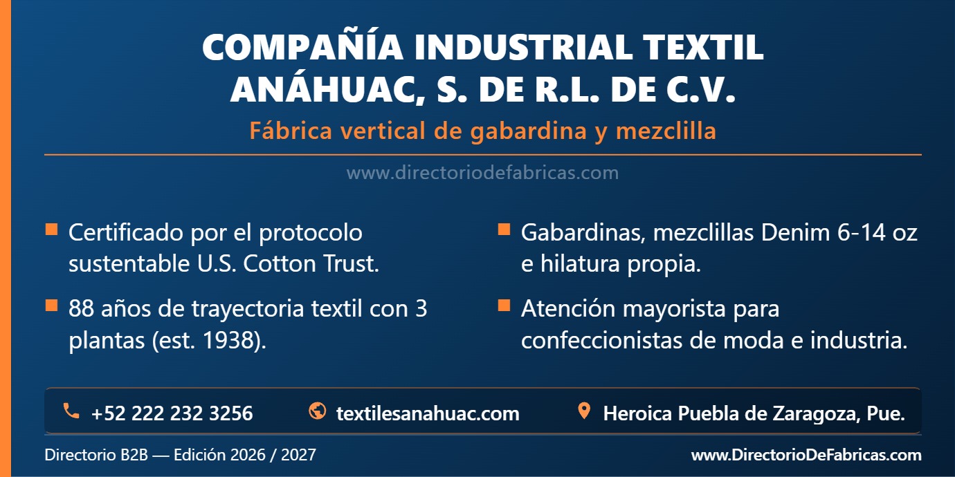 Business Card: Compañía Industrial Textil Anáhuac │ Directorio De Fabricas