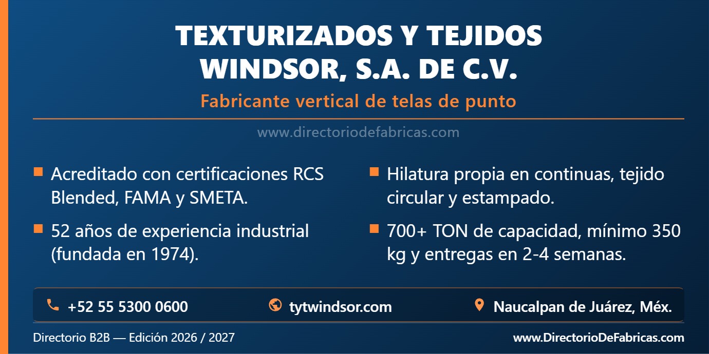 Business Card: Texturizados y Tejidos Windsor, S.A. de C.V. │ Directorio De Fabricas
