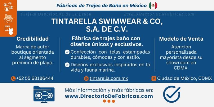 Business Card: Tintarella — Trajes de baño de autor │ Telas de larga vida │ DirectorioDeFabricas.com