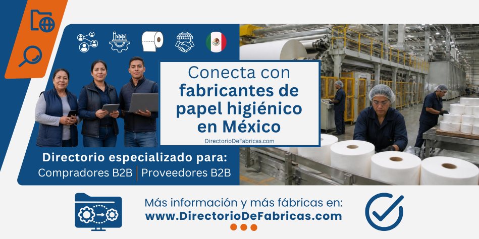 Banner del directorio B2B de fabricantes de papel higiénico en México y de proveedores mayoristas, vendedores y distribuidores