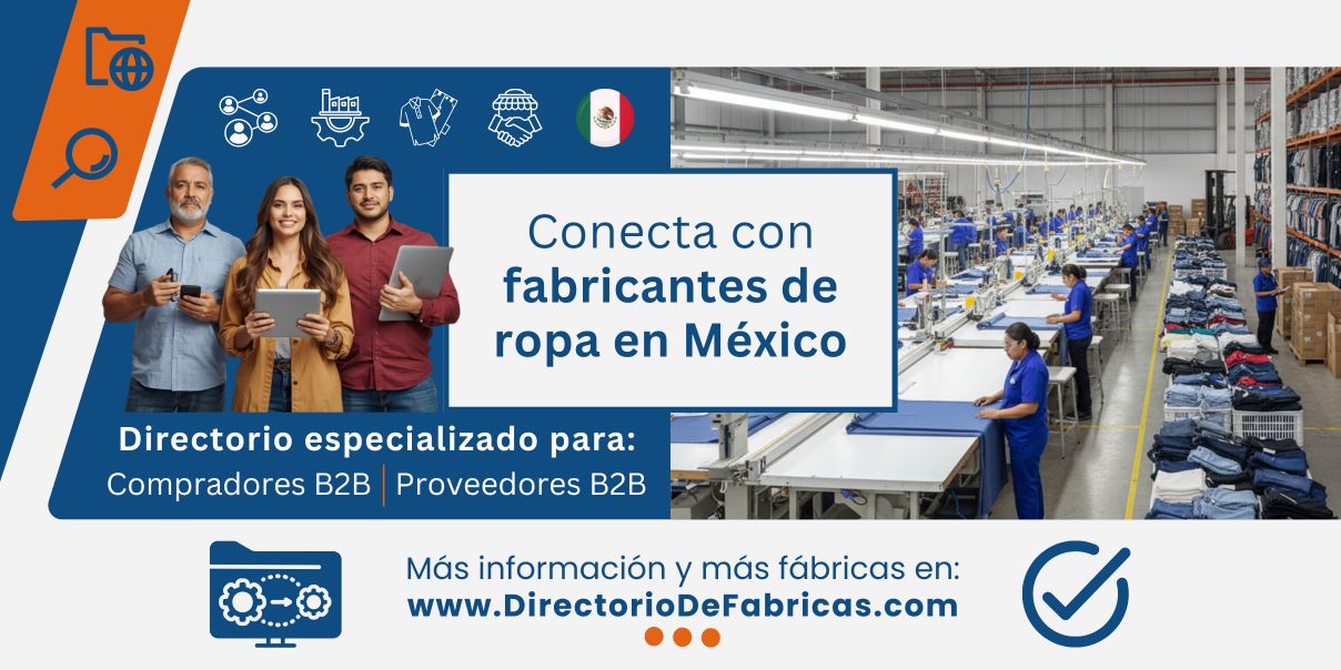 banner que representa a revendedores de ropa y a una fábrica de ropa en México