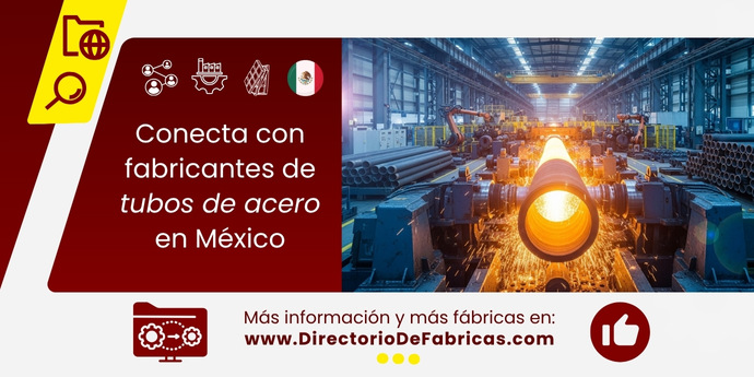 Proceso de fabricación de tubos de acero en una planta industrial moderna, con un tubo al rojo vivo pasando por un laminador