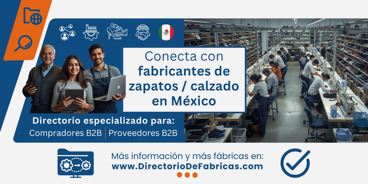 banner que representa a revendedores de zapatos/calzado y a una fábrica de zapatos en México