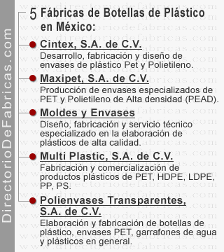 5 fábricas de botellas de plástico en México
