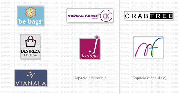 Muro con logotipos de Fábricas de Bolsos ubicadas en México