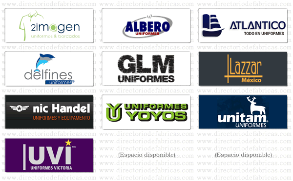 Muro con logotipos de Fabricas de Uniformes en Mexico