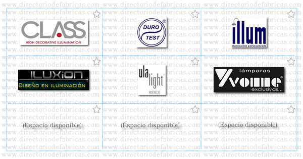 Muro con logotipos de Fábricas de Lámparas ubicadas en México
